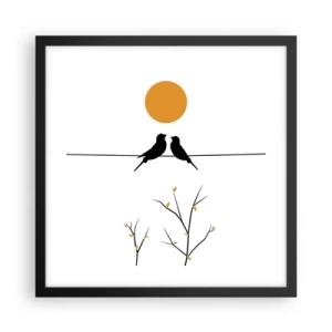 Poster in een zwarte lijst - Nachtegalen avond - 40x40 cm