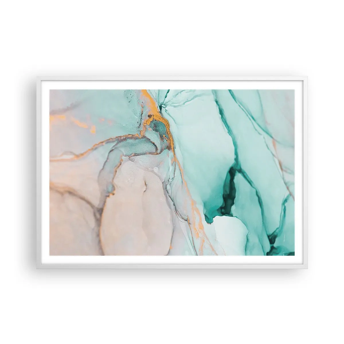 Poster in een witte lijst - Een dans van vormen en kleuren - 100x70 cm