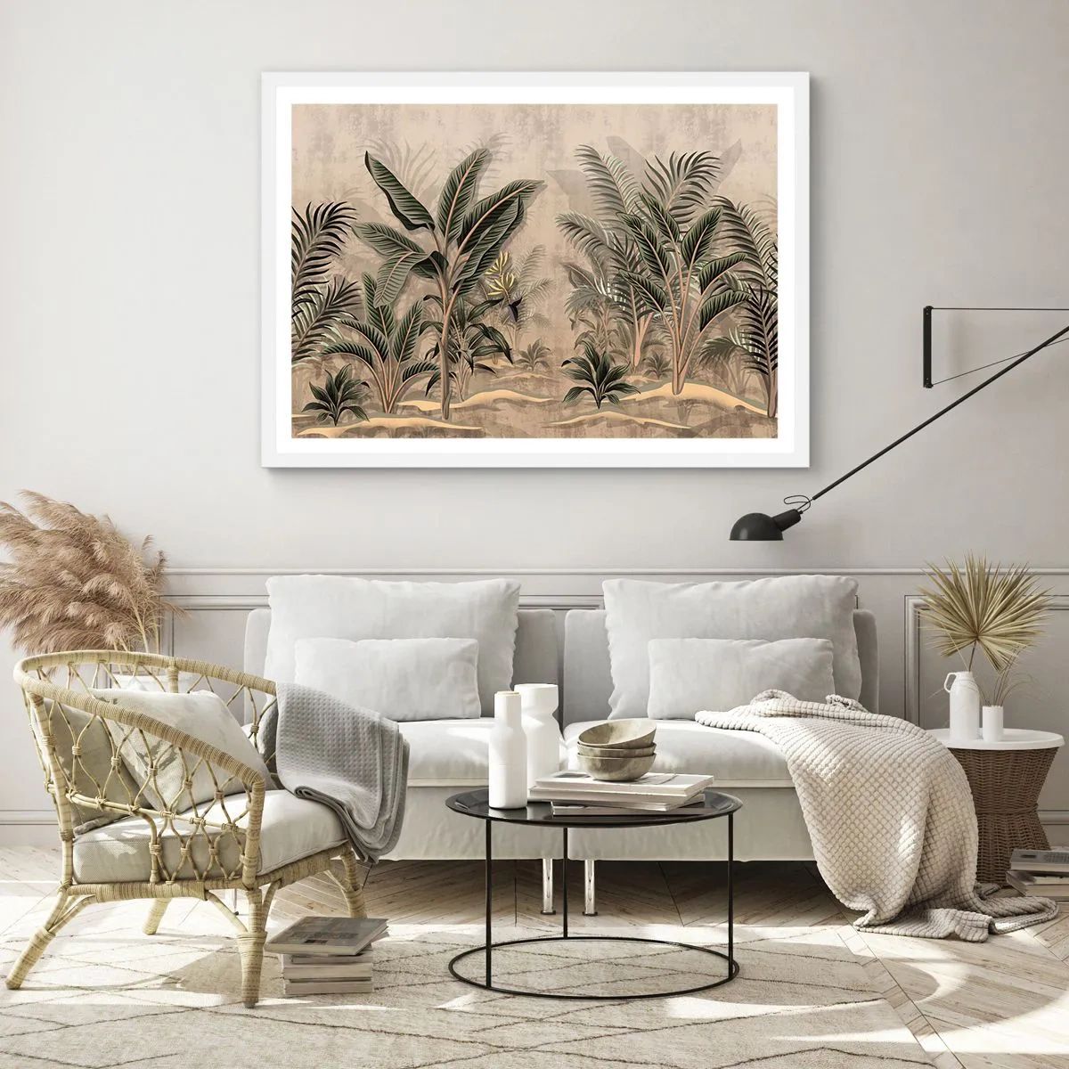 Poster in een witte lijst - Een gravure in koloniale stijl - 91x61 cm