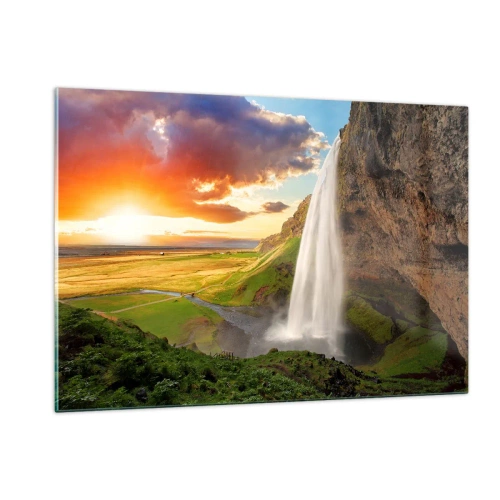 Schilderen op glas - De volheid van de IJslandse zomer - 120x80 cm