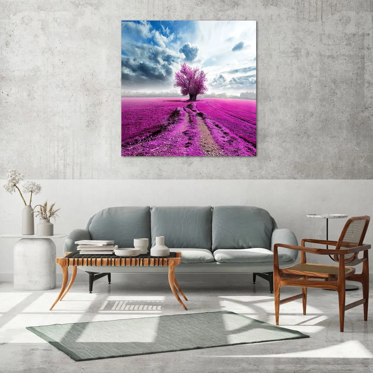 Schilderen op glas - Heide - heilige plek - 70x70 cm