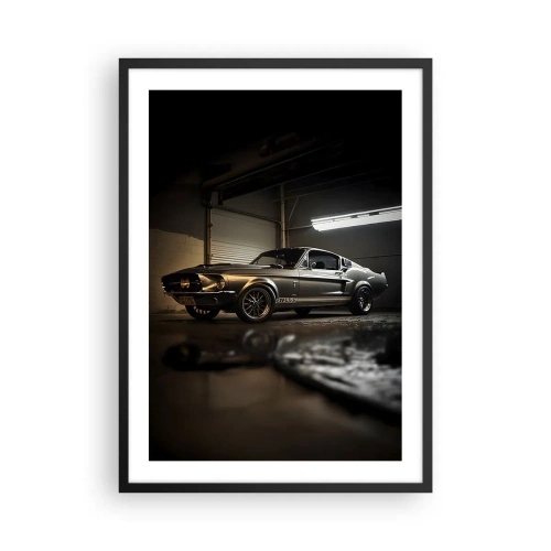 Poster in een zwarte lijst - Klassieke sportwagen in de garage - 50x70cm - Terug naar het verleden - Moderne wanddecoratie voor woonkamer en slaapkamer ARTTOR