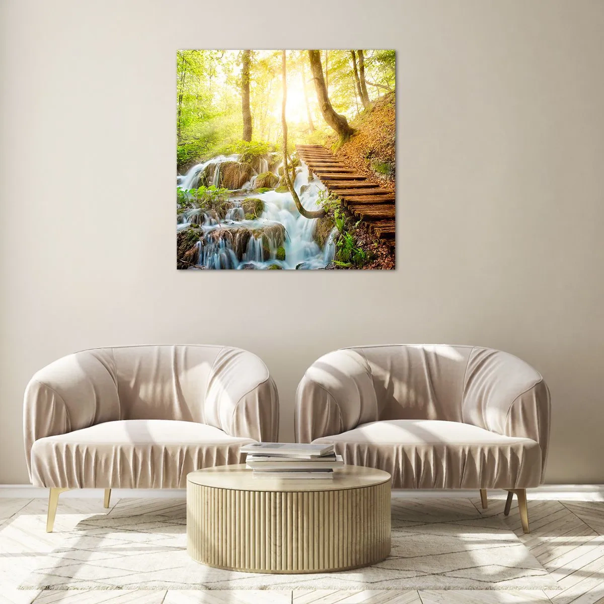 Schilderen op glas - Een felbegeerde koelte - 60x60 cm