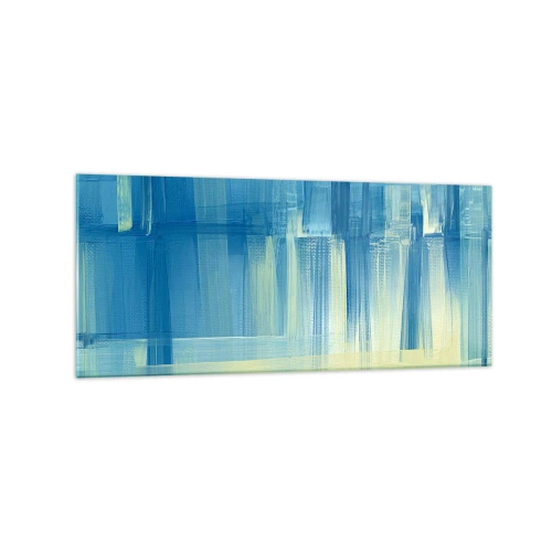 Schilderen op glas - Compositie in turkoois - 120x50 cm
