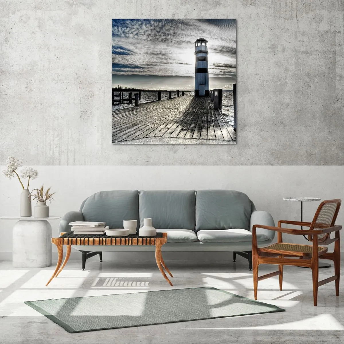 Schilderen op glas - Zeelieden, ik wacht op jullie - 70x70 cm