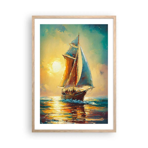 Een poster in een licht eiken lijst - Onder vol zeil - 50x70 cm