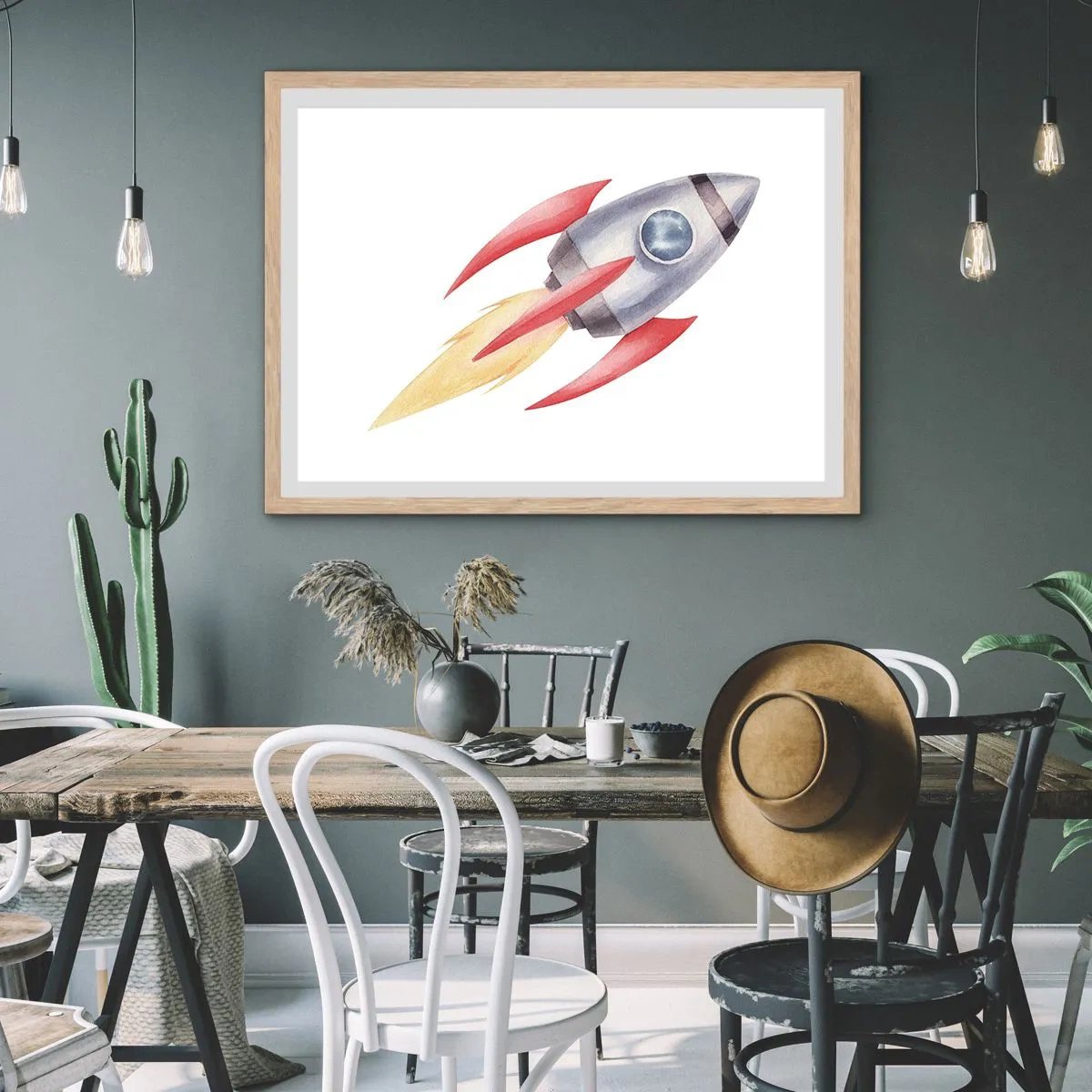 Een poster in een licht eiken lijst - Hoger, sneller, verder - 100x70 cm