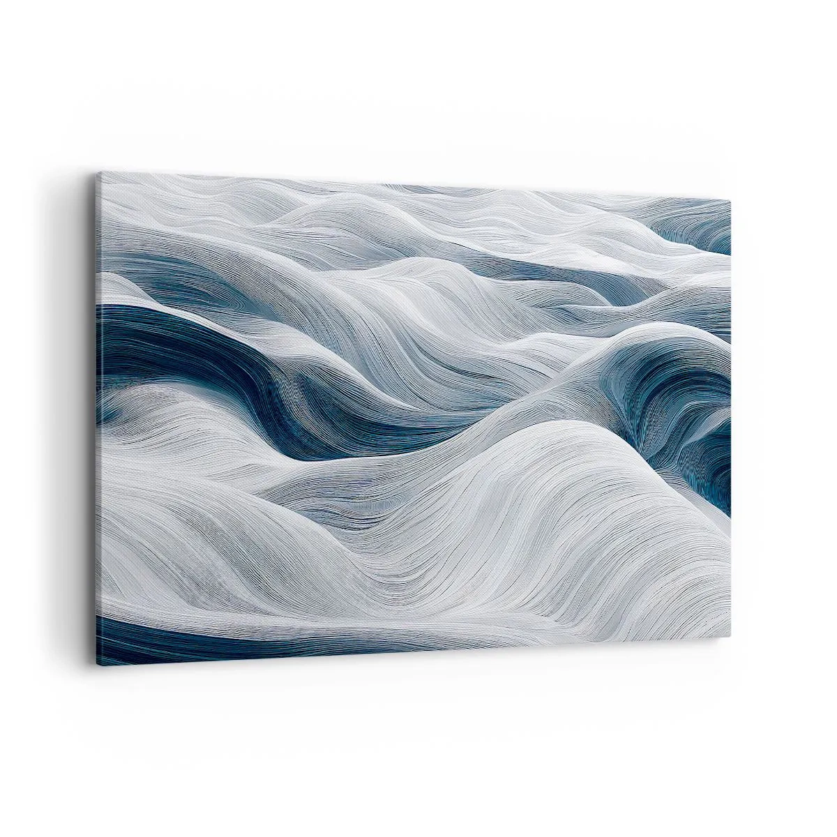 Schilderen op canvas - Witte en blauwe golven - 120x80 cm