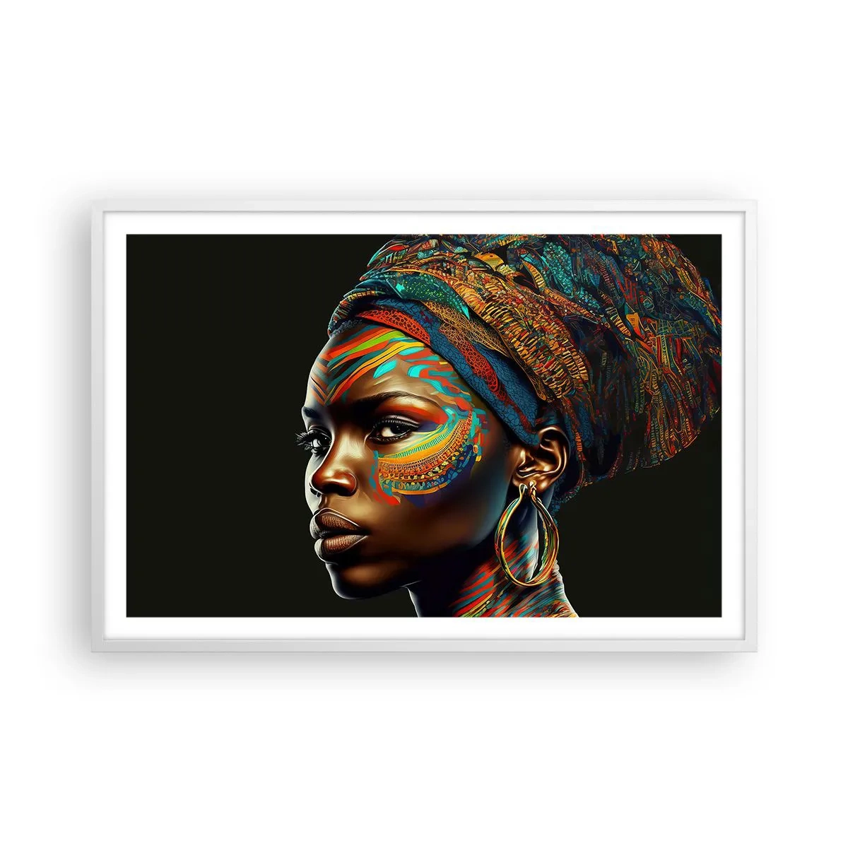 Poster in een witte lijst - Afrikaanse koningin - 91x61 cm
