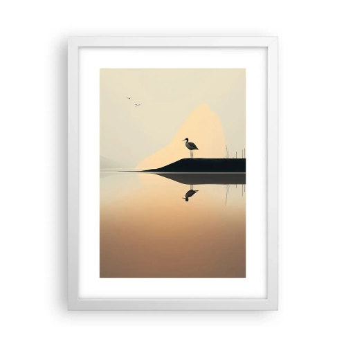 Poster in een witte lijst - Heer op het meer - 30x40 cm