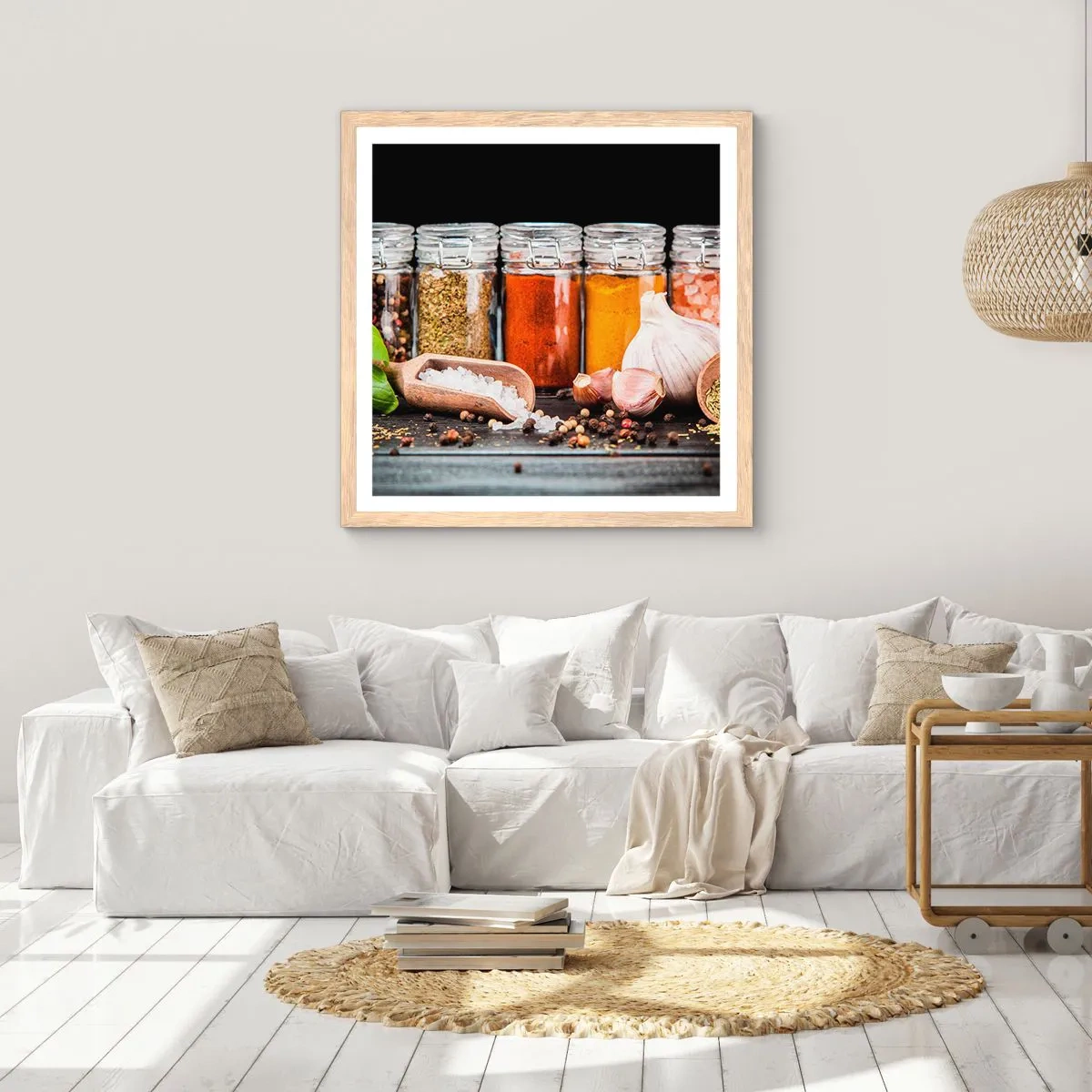 Een poster in een licht eiken lijst - Zodat het leven smaak heeft - 40x40 cm