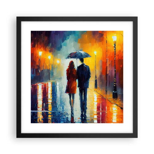 Poster in een zwarte lijst - Samen – een kleurrijke nacht - 40x40 cm