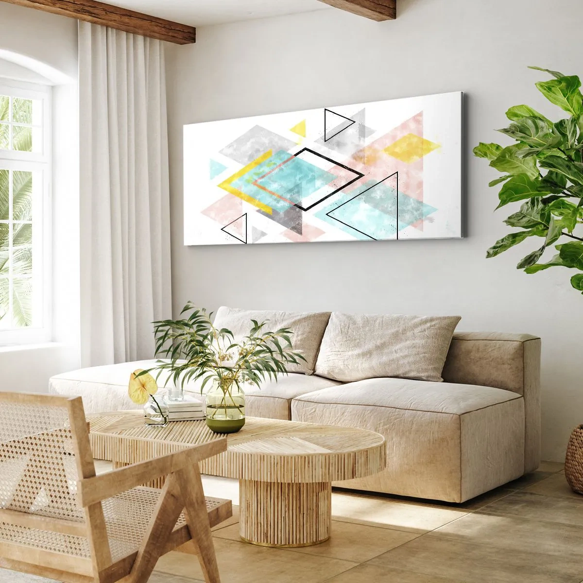 Schilderen op canvas - Geometrisch spel - 140x50 cm