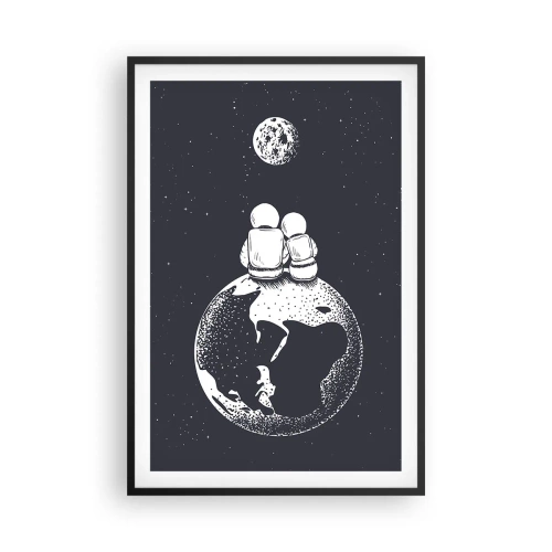 Poster in een zwarte lijst - Een kosmisch love story  - 61x91 cm