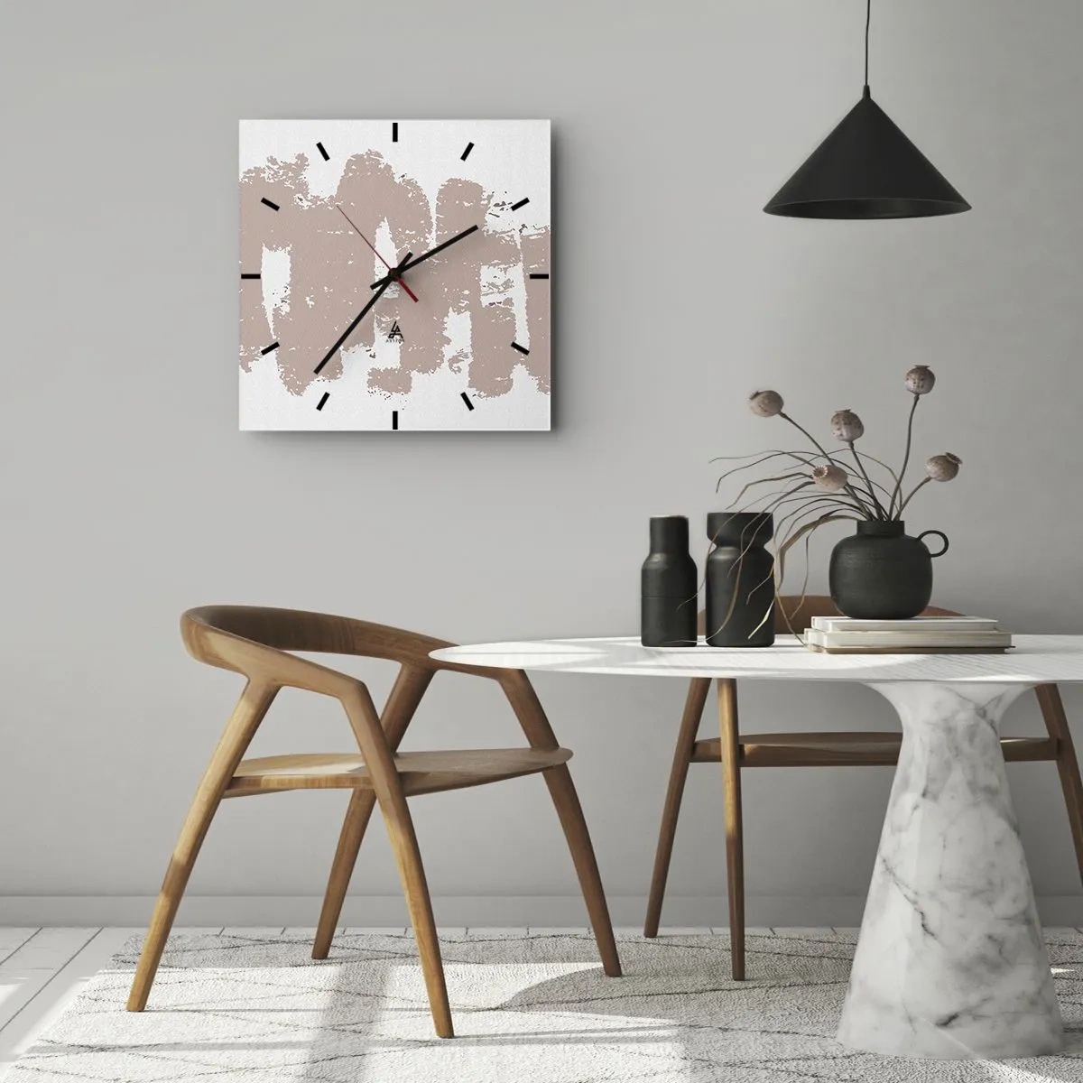 Wandklok - Klok - Abstractie in zachtroze - 40x40 cm