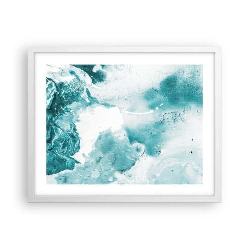 Poster in een witte lijst - Moerast van blauw - 50x40 cm