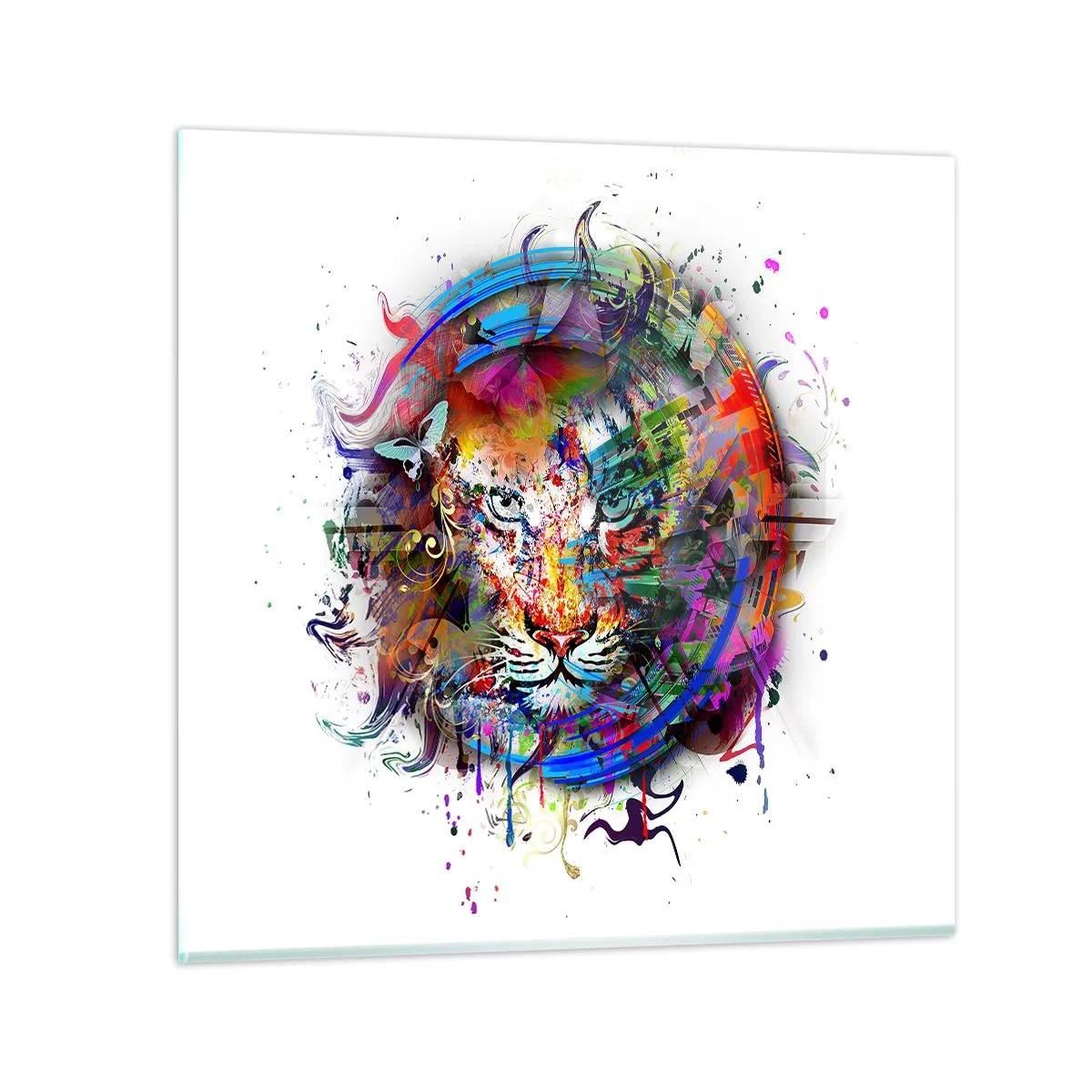 Schilderen op glas - Het schuilt achter een regenboogsluier - 60x60 cm