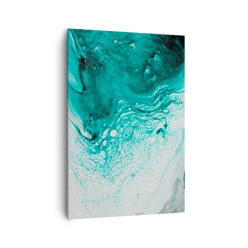 Schilderen op canvas - Versmelten in wit en turkoois - 70x100 cm