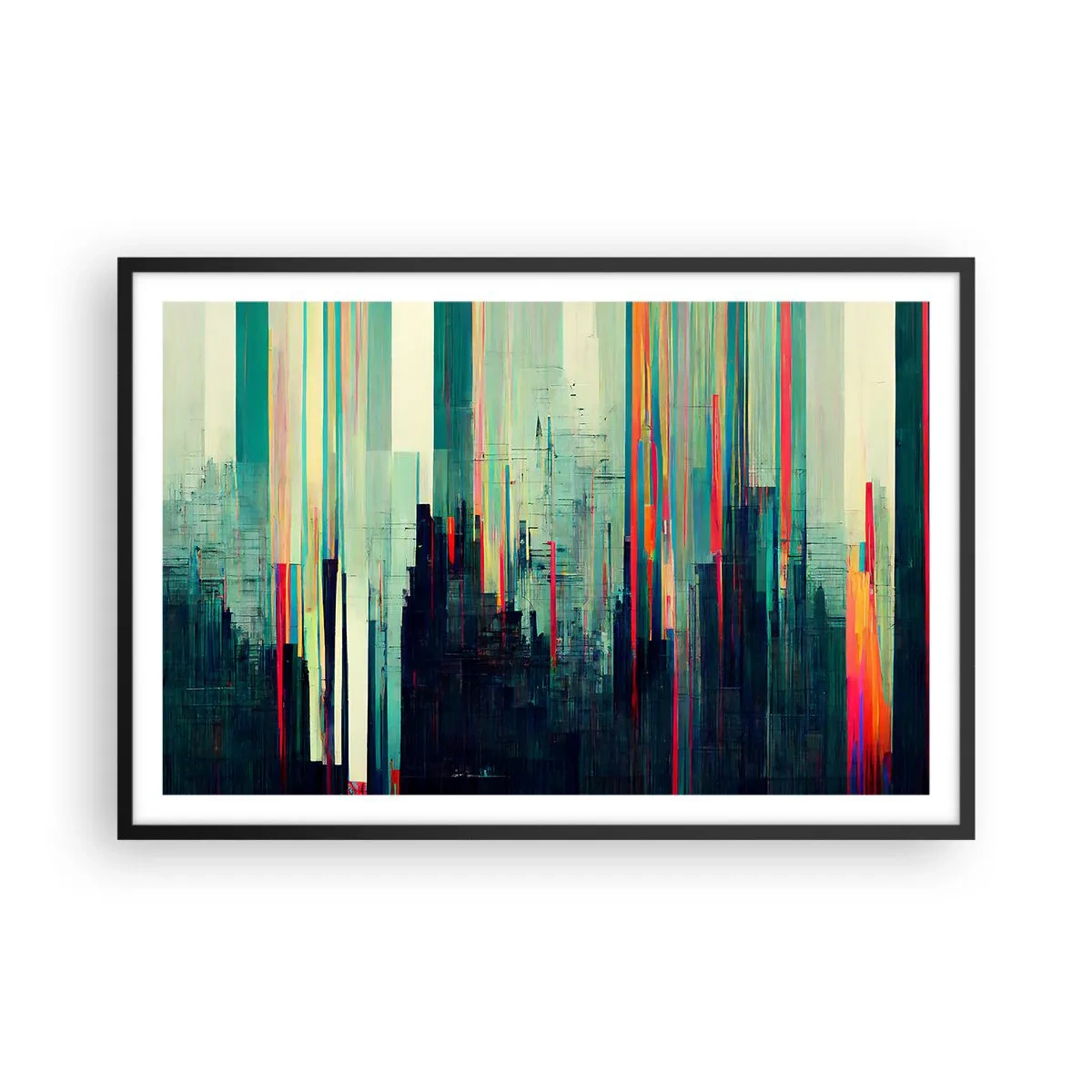 Poster in een zwarte lijst - Futuristische stad - 91x61 cm