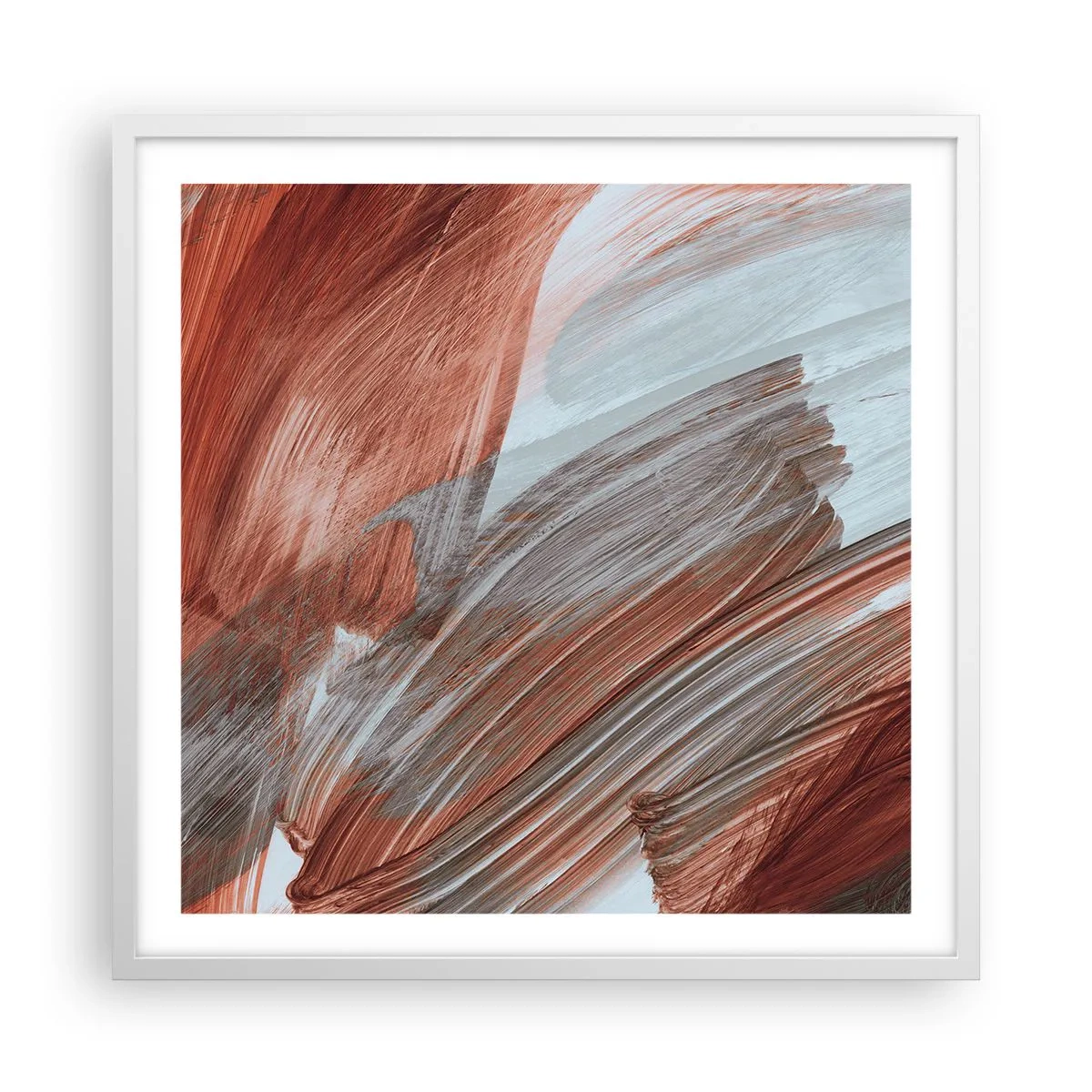 Poster in een witte lijst - Herfst en winderige abstractie - 60x60 cm