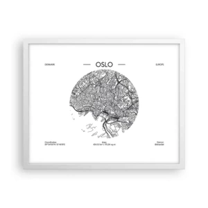 Poster in een witte lijst - Anatomie van Oslo - 50x40 cm