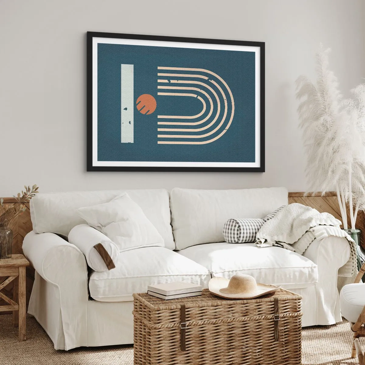 Poster in een zwarte lijst - Geometrie op de granaatappel - 100x70 cm