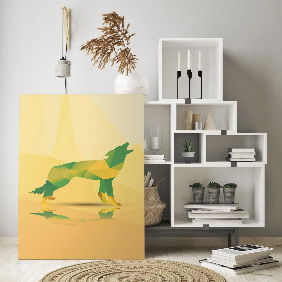 Schilderen op glas - Een eenzame wolf - 50x70 cm