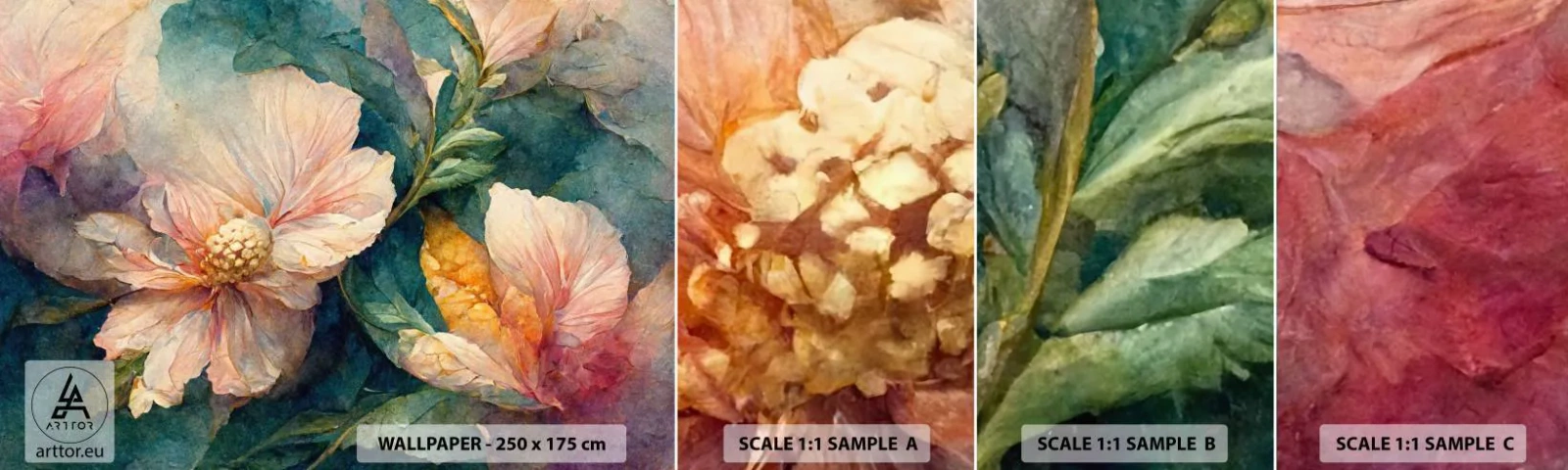 Fotobehang Staaltje Standard Eco - Gewoon subtiliteit - Bloemen, Klassiek, Deel - 100x30 cm