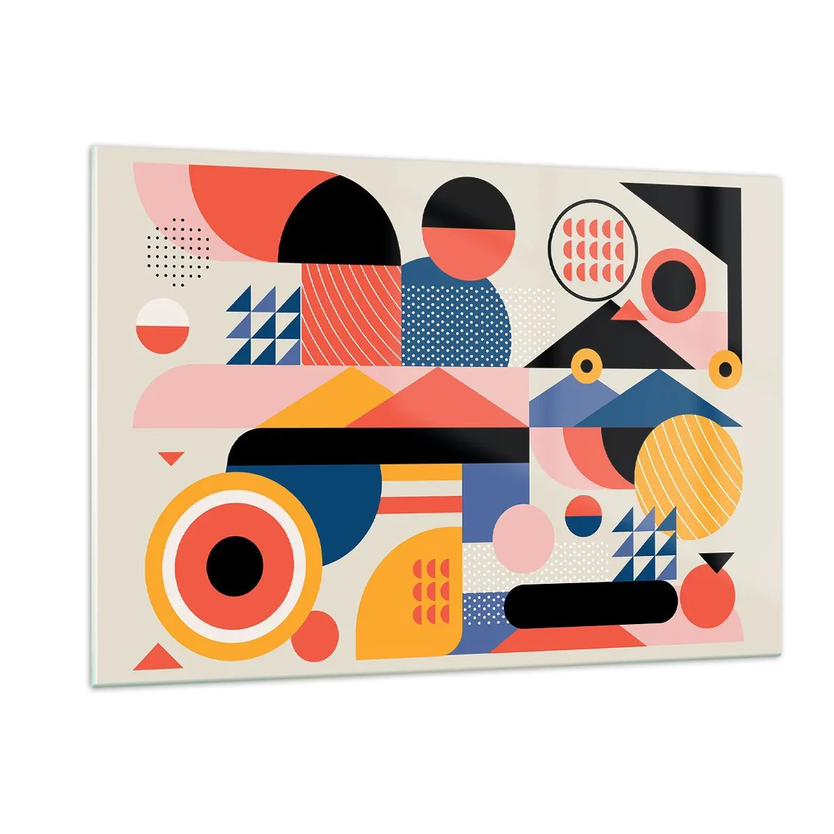 Schilderen op glas - Compositie: speel rond - 120x80 cm