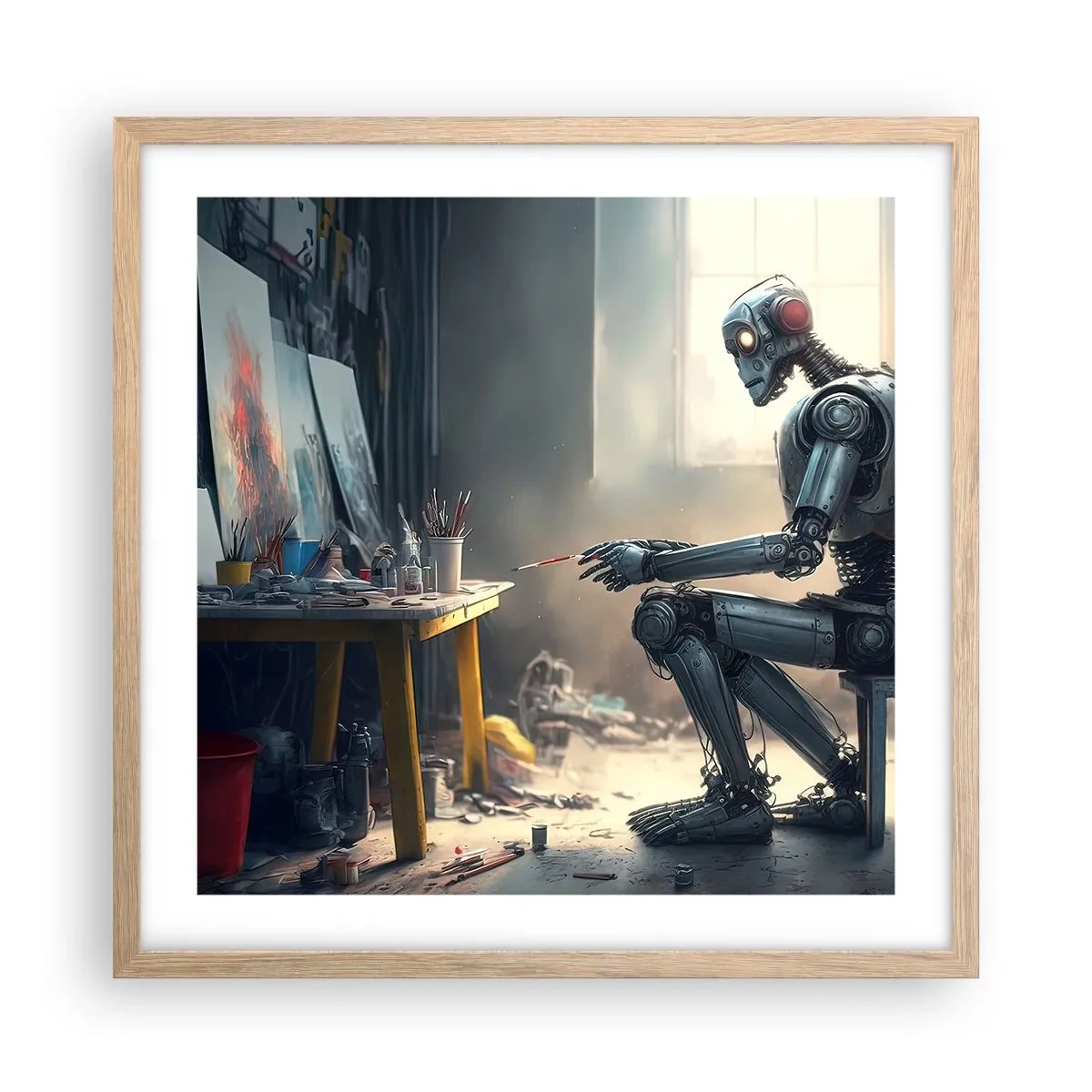 Een poster in een licht eiken lijst - De scheppingsdaad - 50x50 cm
