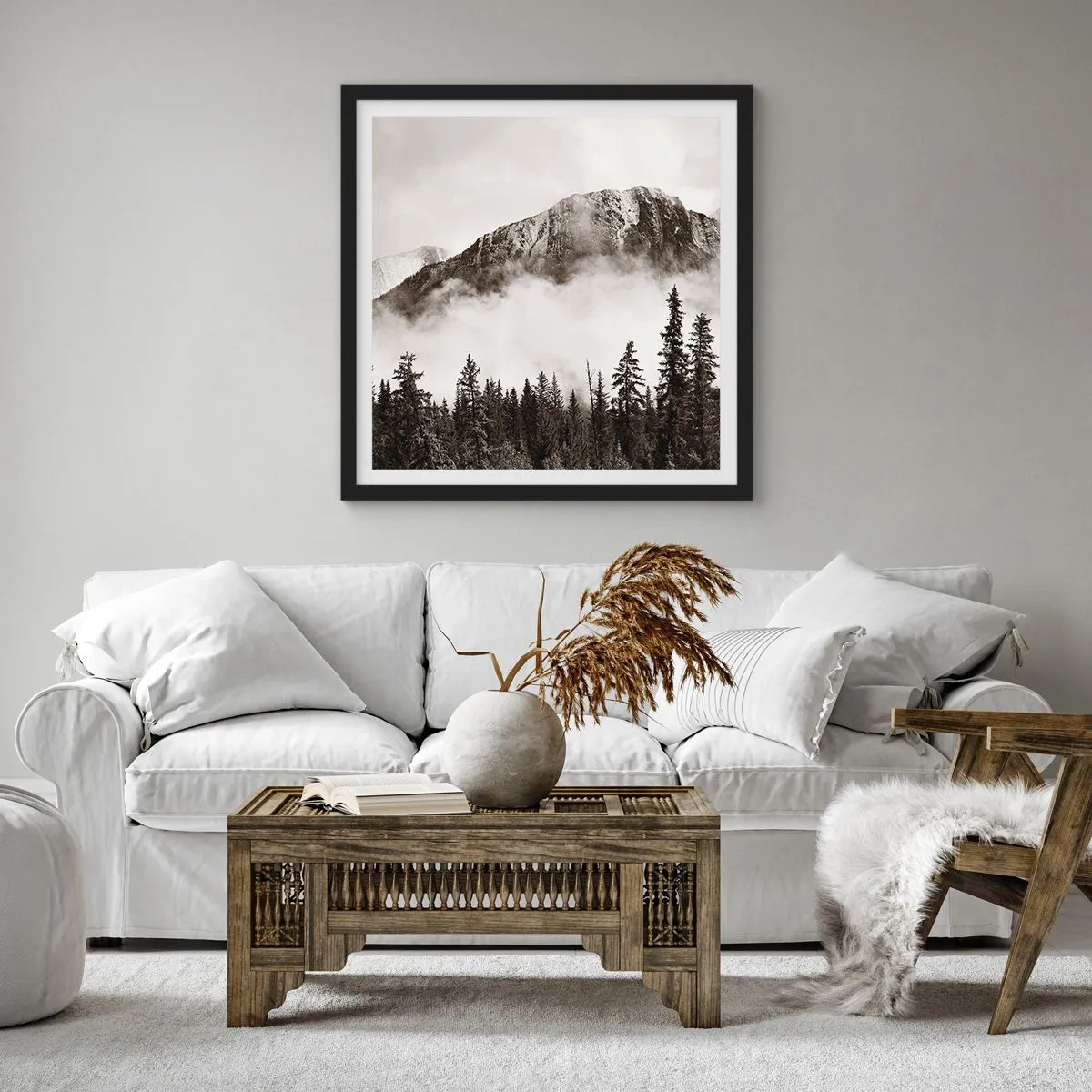 Poster in een zwarte lijst - Granieten liniaal - 60x60 cm