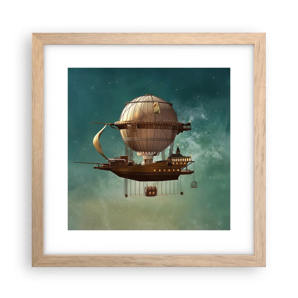 Een poster in een licht eiken lijst - Jules Verne groet - 30x30 cm