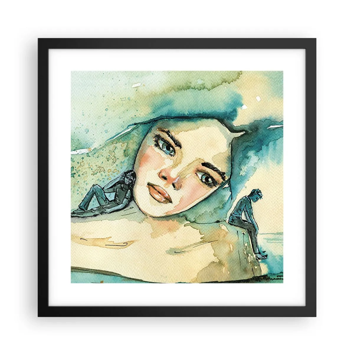 Poster in een zwarte lijst - Ben ik blauw? - 40x40 cm