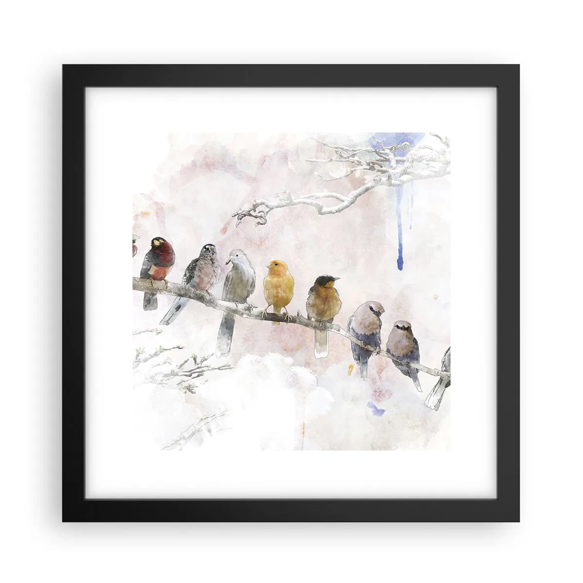 Poster in een zwarte lijst - Gevleugelde ontmoeting - 30x30 cm