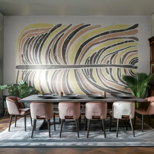 Fotobehang Premium Canvas - Abstractie vol leven - Boho, Minimalisme, Pastel - 300x210 cm