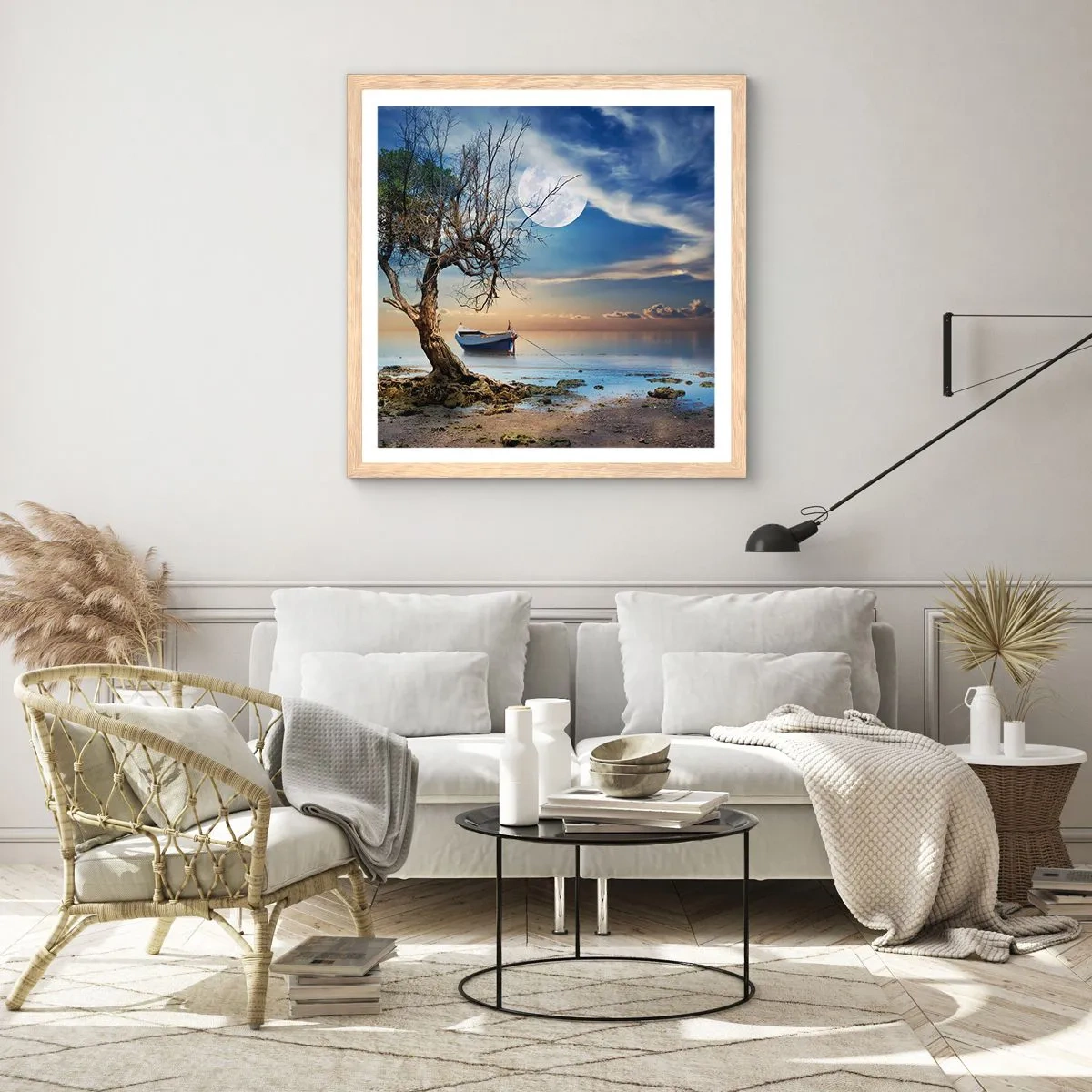 Een poster in een licht eiken lijst - Is dit het einde of het begin? - 50x50 cm