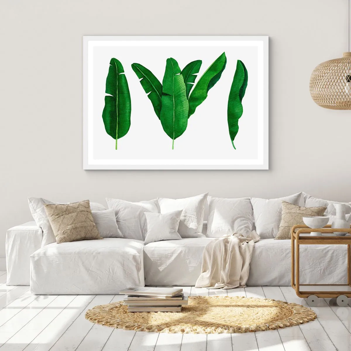 Poster in een witte lijst - Groene symmetrie - 100x70 cm