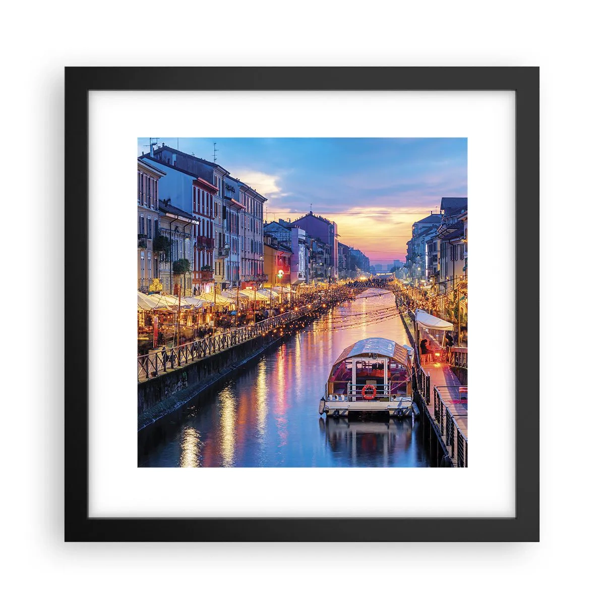 Poster in een zwarte lijst - Een avond vol licht en plezier - 30x30 cm
