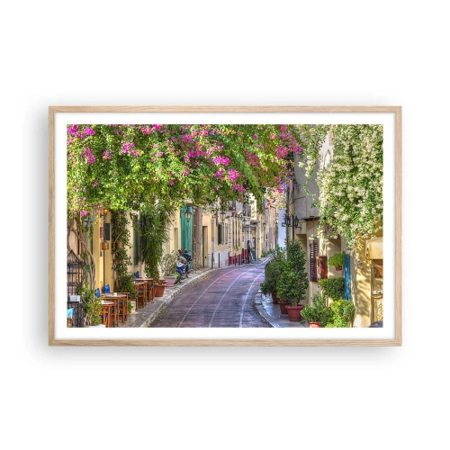 Een poster in een licht eiken lijst - Bloeiende steeg - 91x61 cm