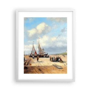 Poster in een witte lijst - Na een geslaagde vangst - 40x50 cm