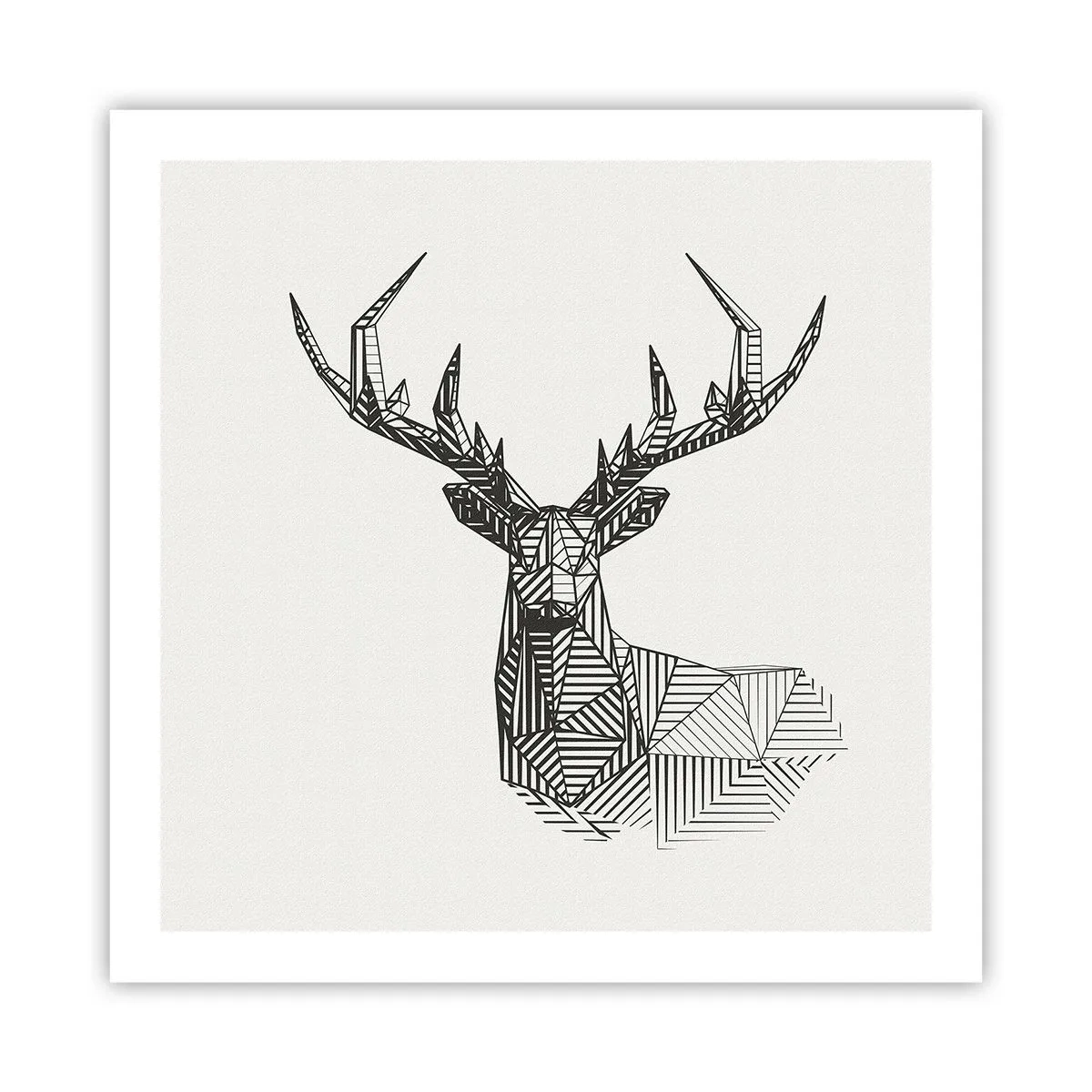 Poster - Een hert in kubistische stijl - 60x60 cm