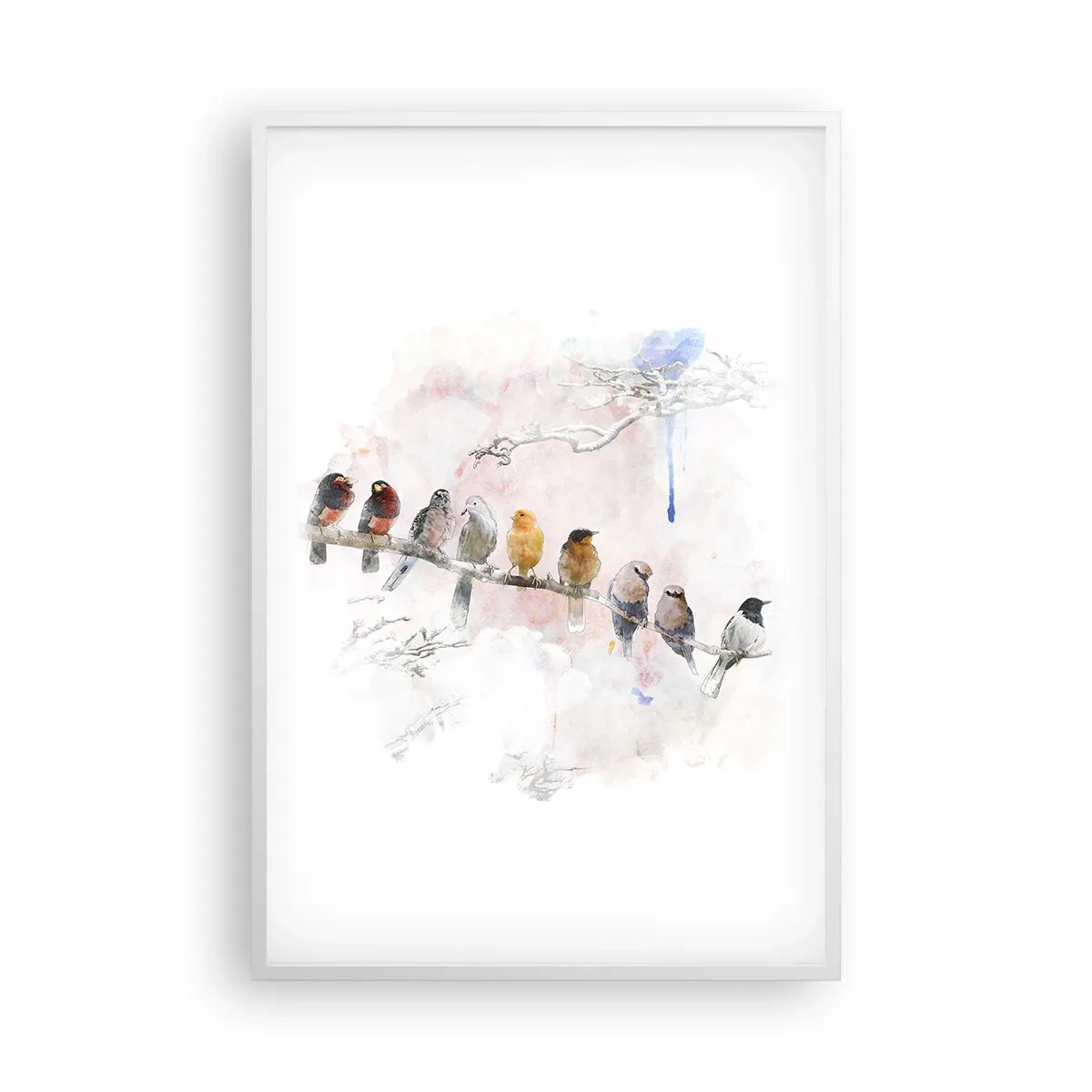 Poster in een witte lijst - Gevleugelde ontmoeting - 61x91 cm