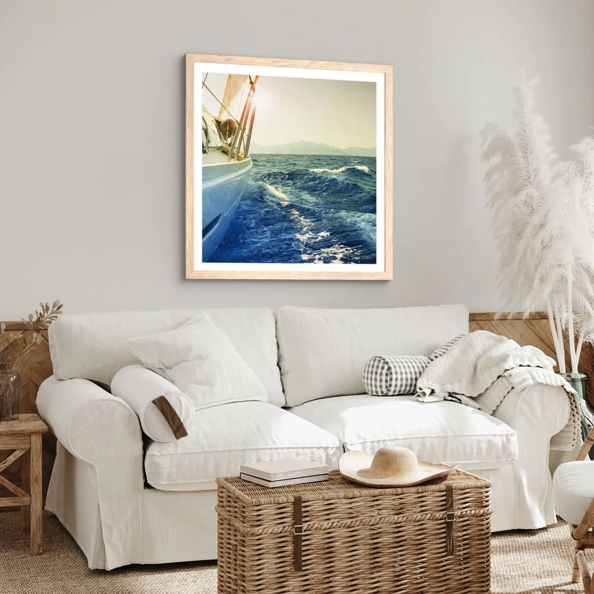 Een poster in een licht eiken lijst - Voor het avontuur - 30x30 cm