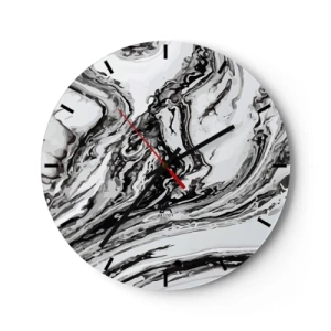 Wandklok - Klok - Abstract marmerpatroon in zwart-wit - 30x30cm - In het begin was er chaos - Moderne wanddecoratie voor woonkamer, keuken en slaapkamer ARTTOR