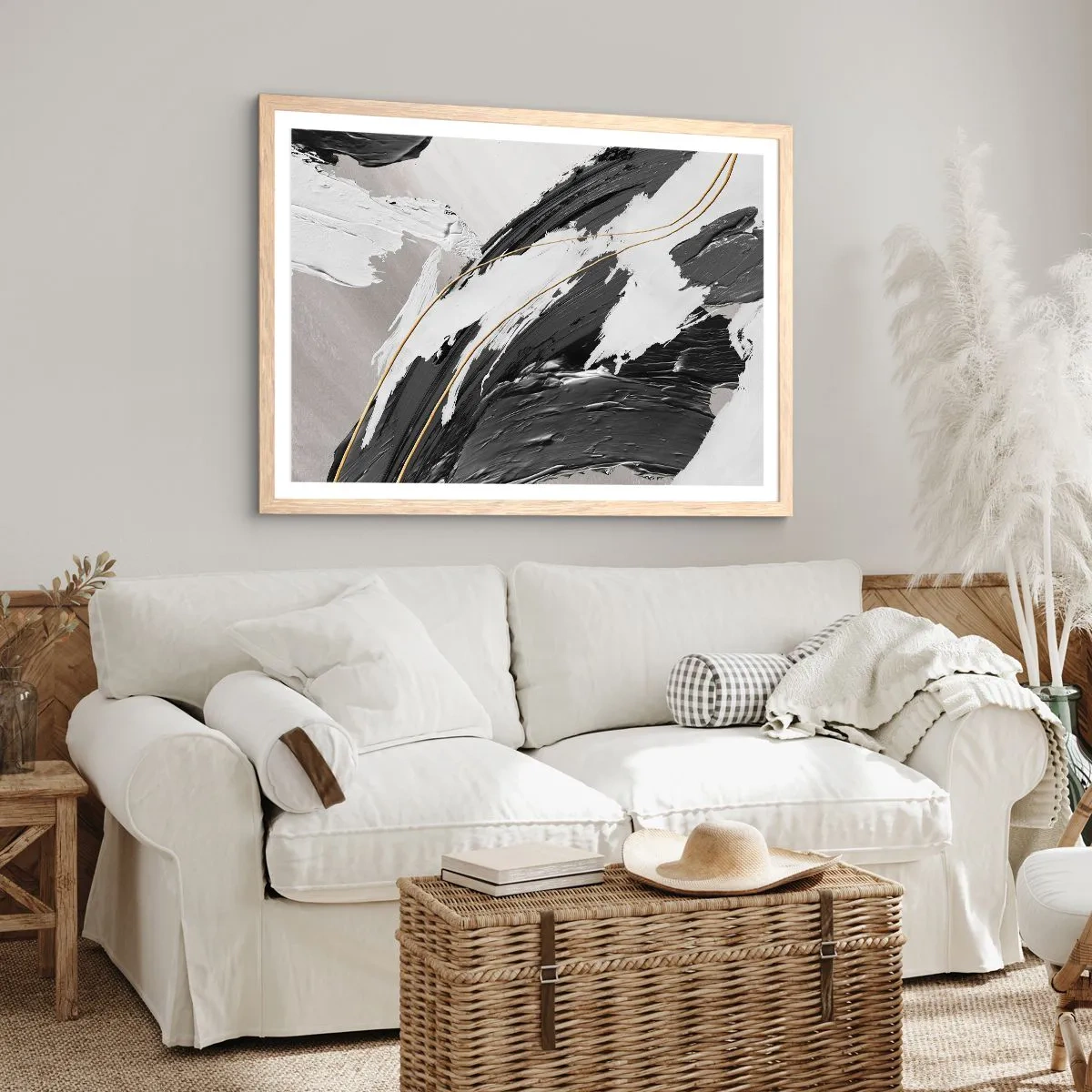 Een poster in een licht eiken lijst - Abstractie op grote schaal - 40x30 cm