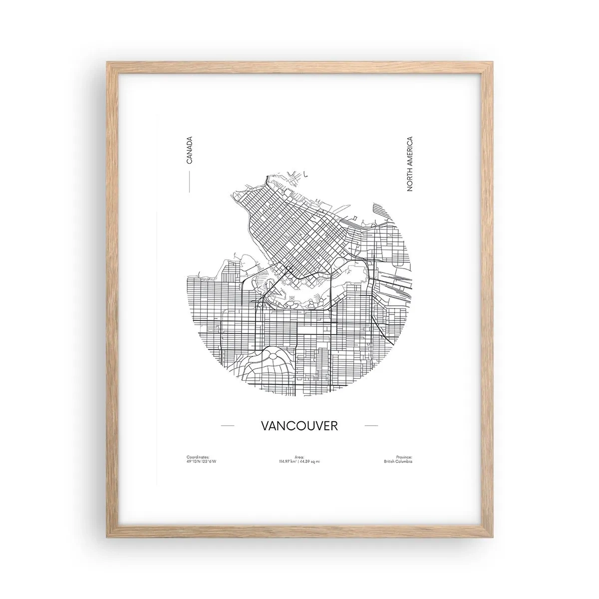 Een poster in een licht eiken lijst - Anatomie van Vancouver - 40x50 cm