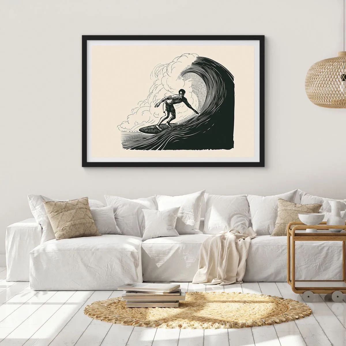 Poster in een zwarte lijst - Koning van de golf - 50x40 cm
