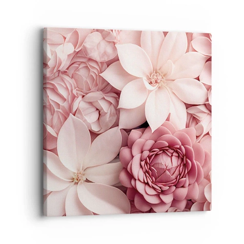 Schilderen op canvas - In roze bloemblaadjes - 30x30 cm