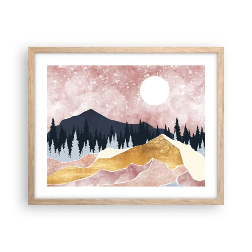 Een poster in een licht eiken lijst - Nachtwacht - 50x40 cm