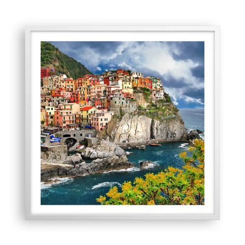 Poster in een witte lijst - Een groepje geklampt an de rots - 60x60 cm